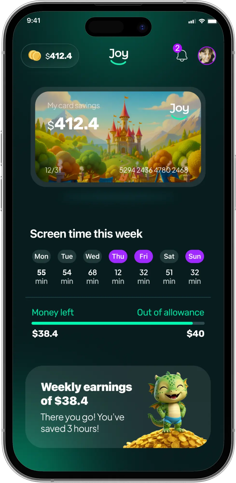 Joystie digital wallet screen